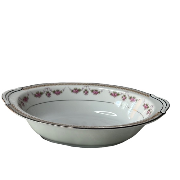 RC SERVING BOWL VTG 1960s PATTERN NORITAKE 564 VICTORIAN ROSES AND LAUREL TRIM - Picture 3 of 14